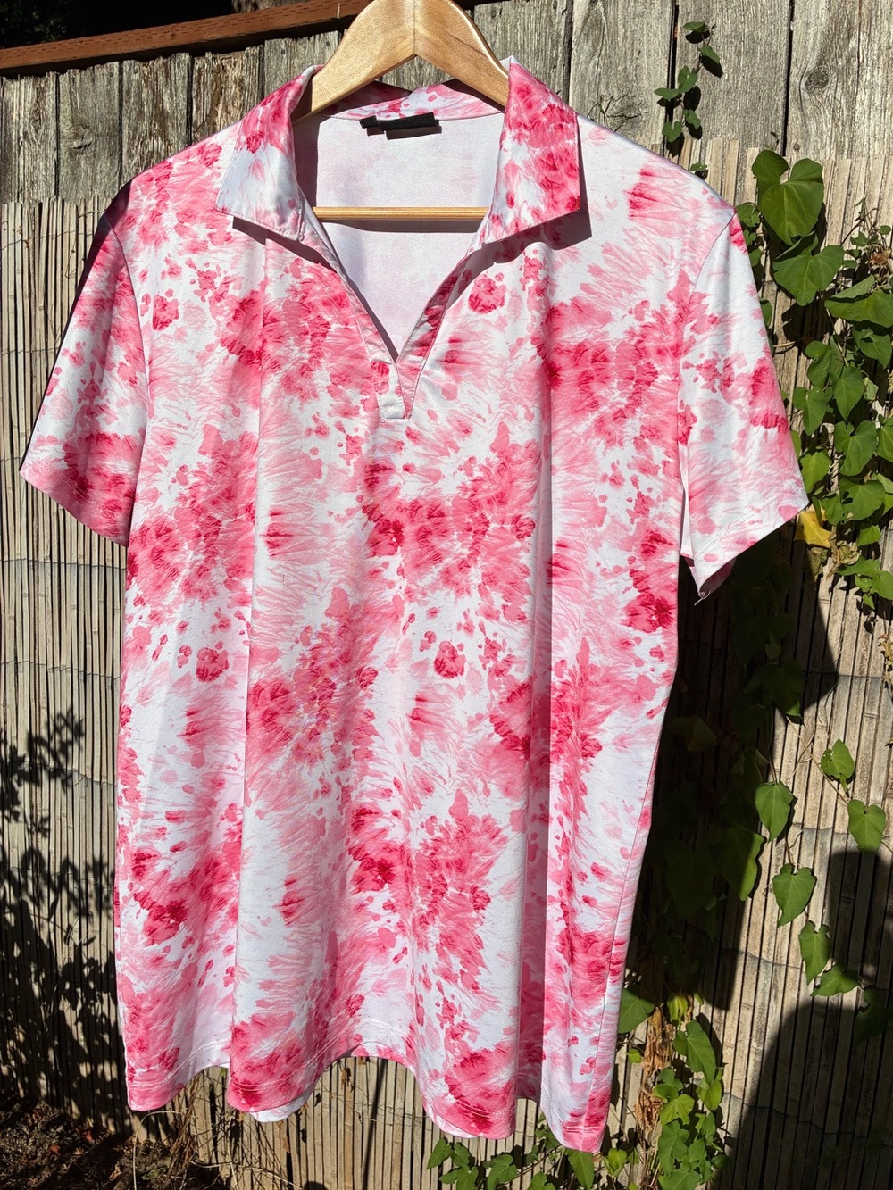Yatta Golf Polo Shirt, Pink & White Tie-Dye, Women's Sz 3X